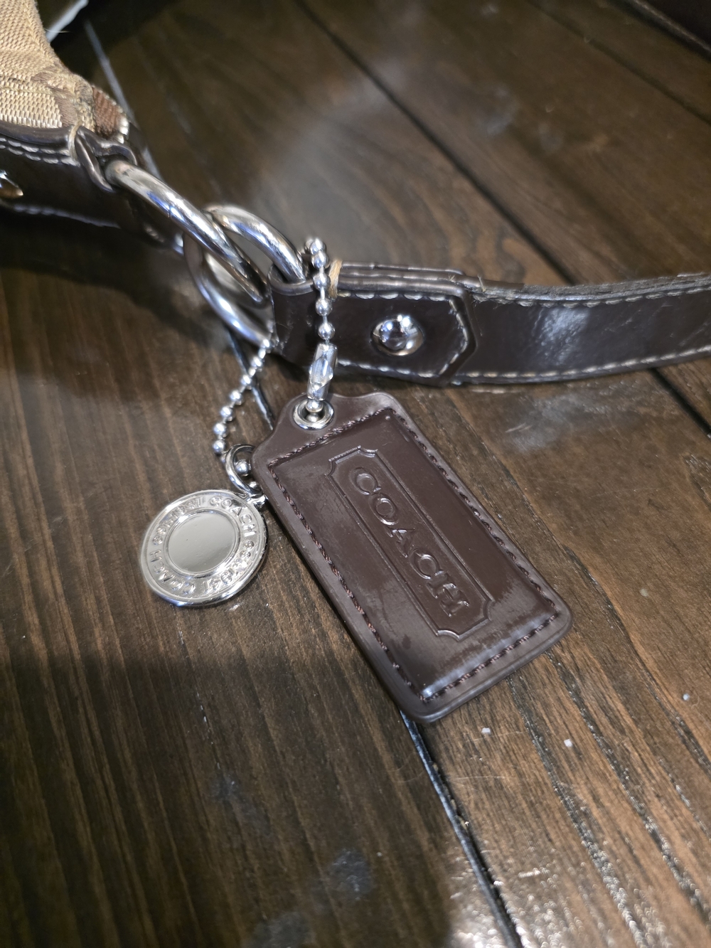 *UPCYCLED* Coach F19281 Brown Signature Canvas Shoulder Bag with Patch Accents - Picture 7 of 9